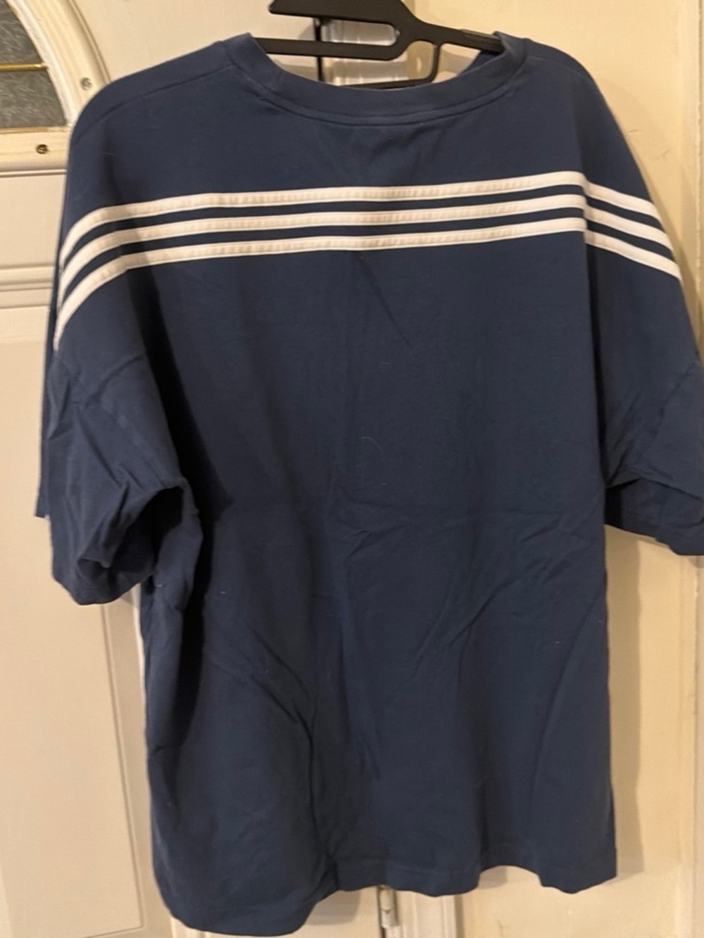 adidas Men's Navy Short Sleeve Tee with White Stripes